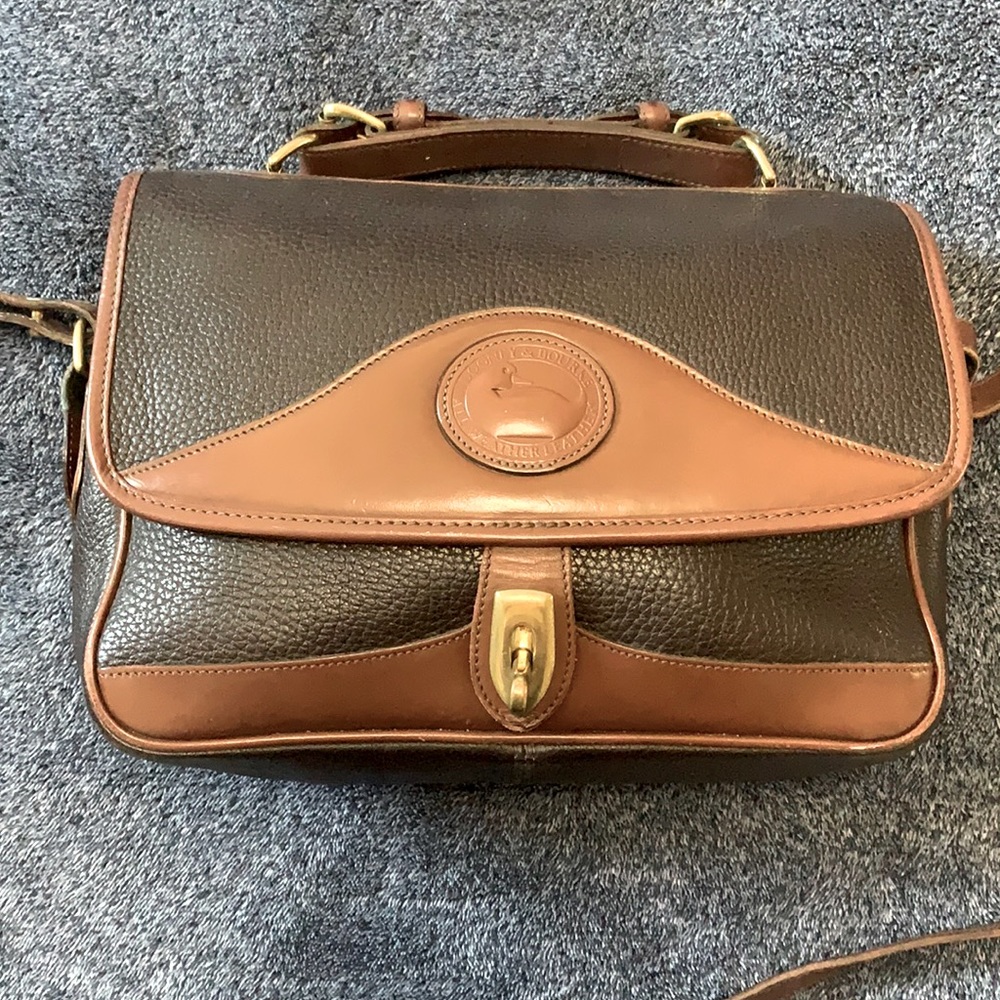 Vintage Brown Gold Brass Dooney and Bourke Messenger